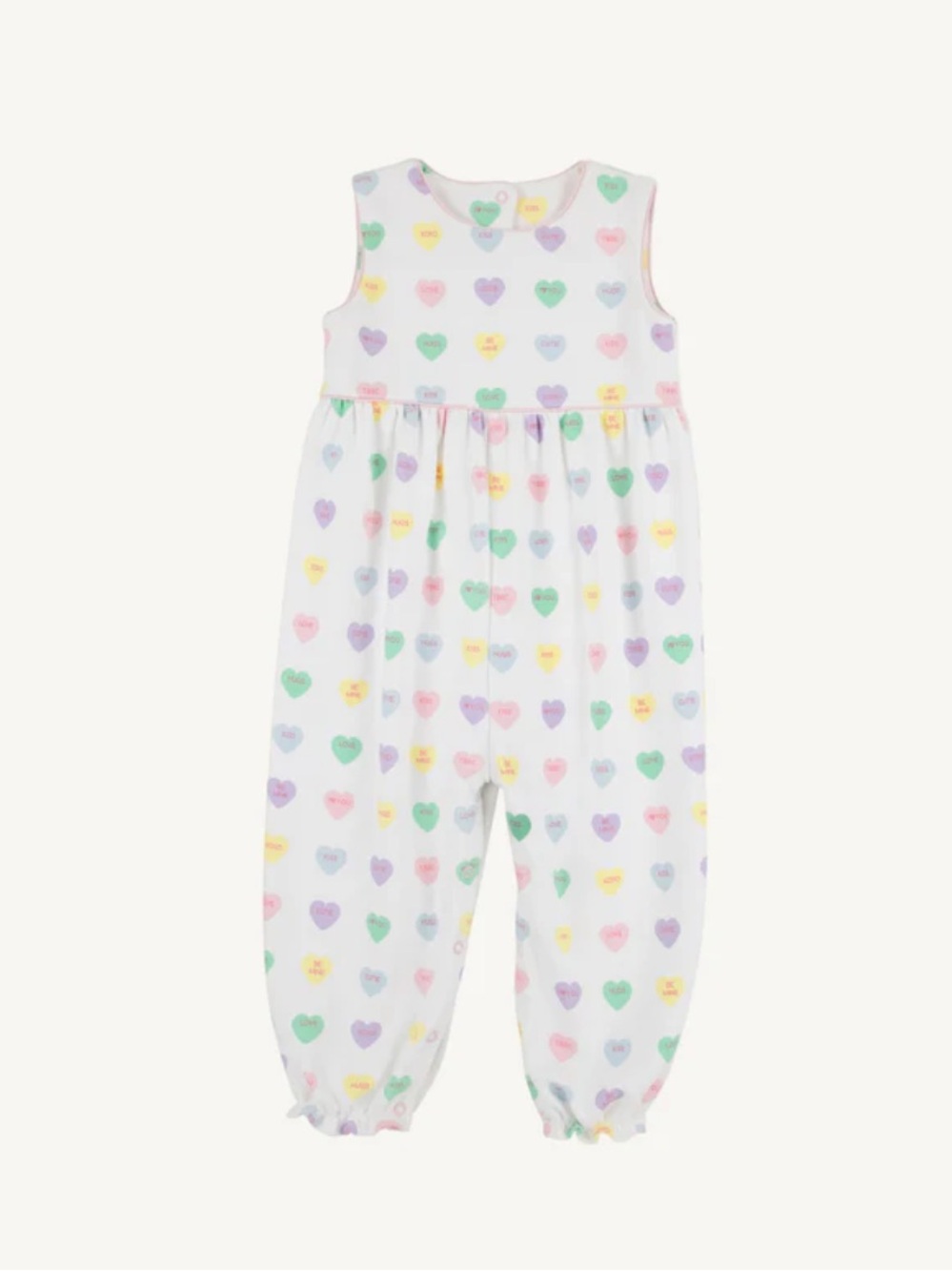 TBBC Sleeveless Rebecca Romper, We Heart You with Palm Beach Pink, 0-6M